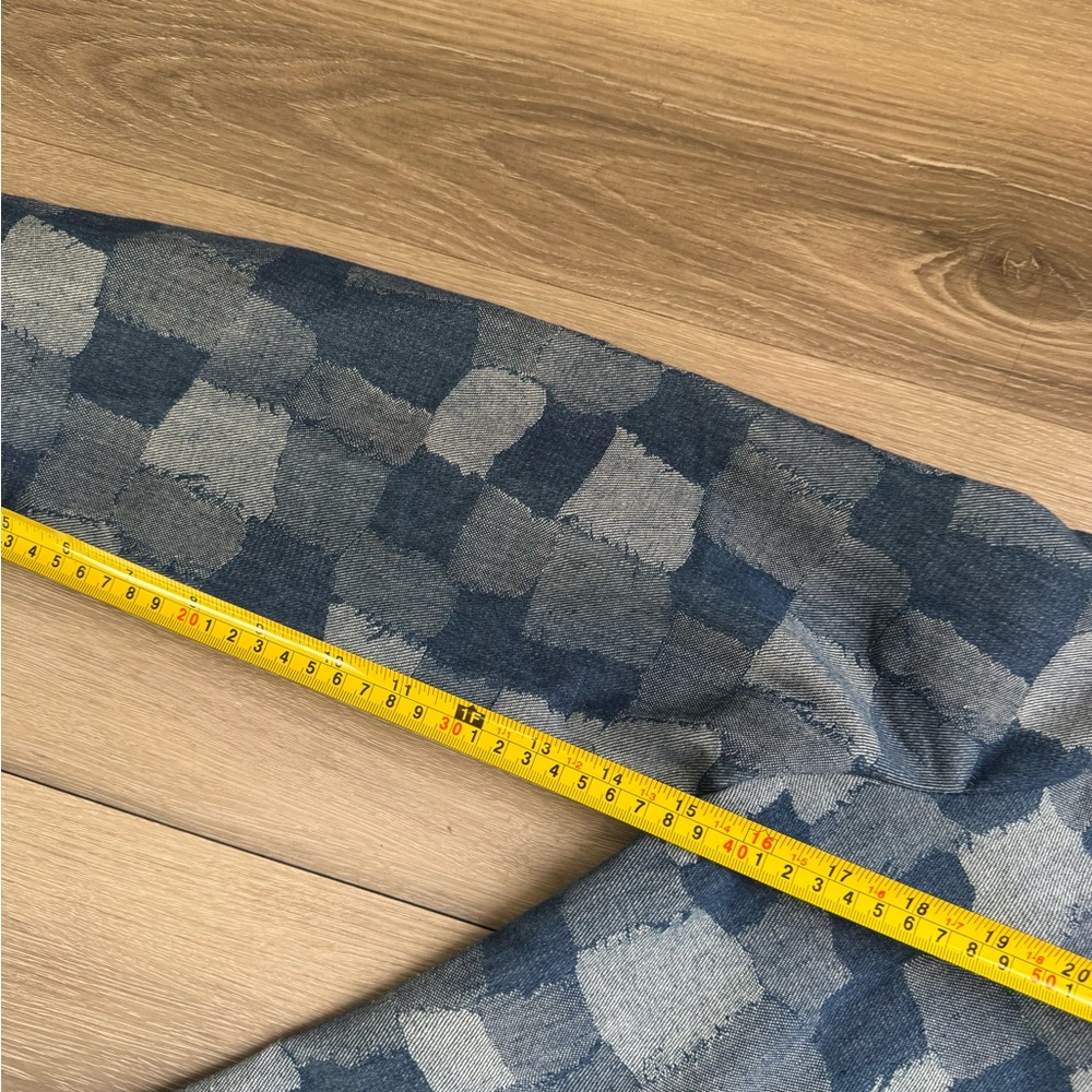 Cotton Blend Blue Patterned Patchwork Long Sleeve… - image 6